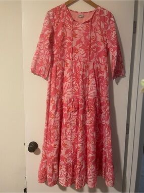 fabindia Floral Tiered cotton floral pinks women’s dress